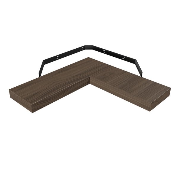 Designs Of Distinction 10" X 30" X 30" Furniture Grade Corner Floating Shelf - Walnut 01MFL103030WL1